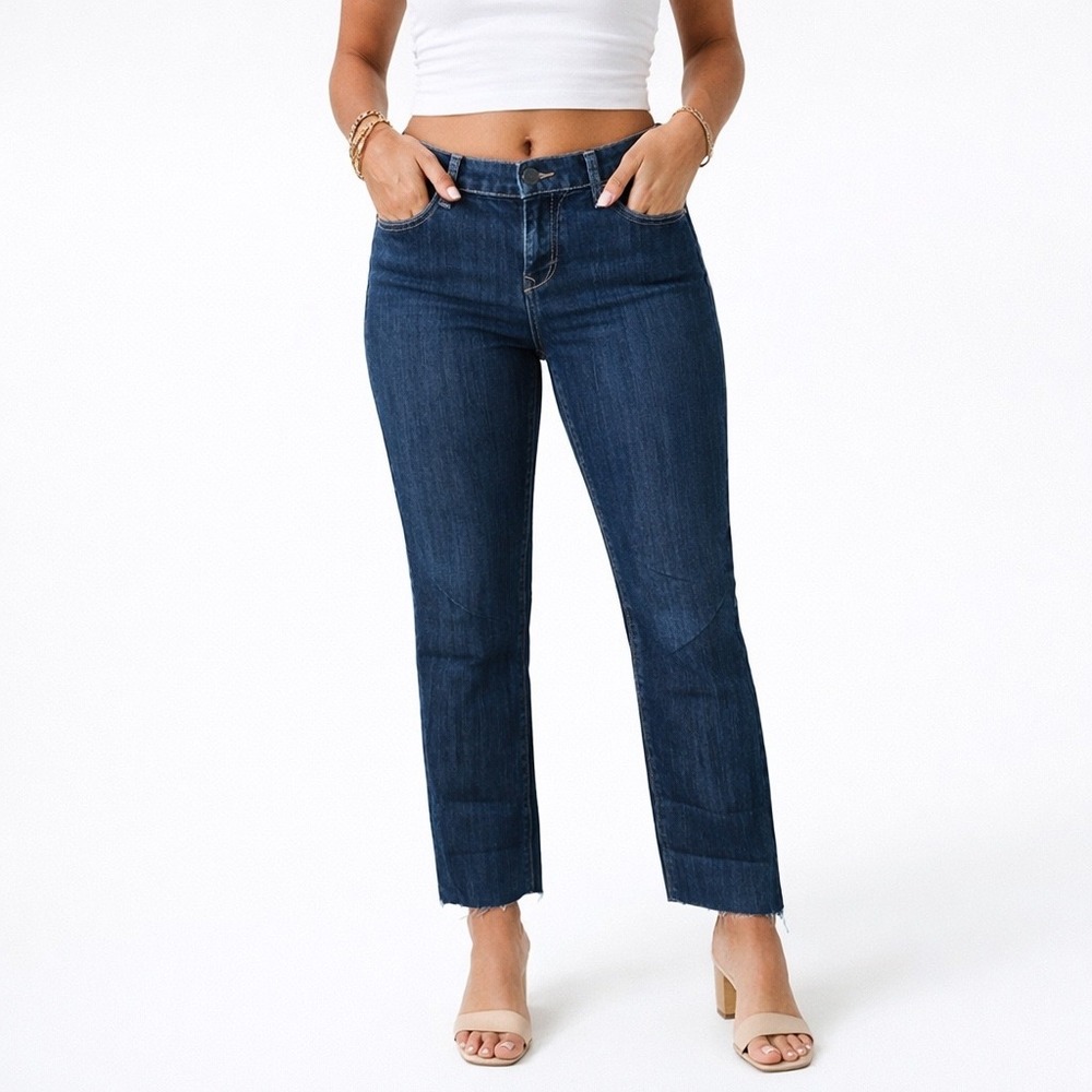 Old Navy The Diva Jeans Dark‎ Wash High Rise Cropped Raw Hem Size 6
